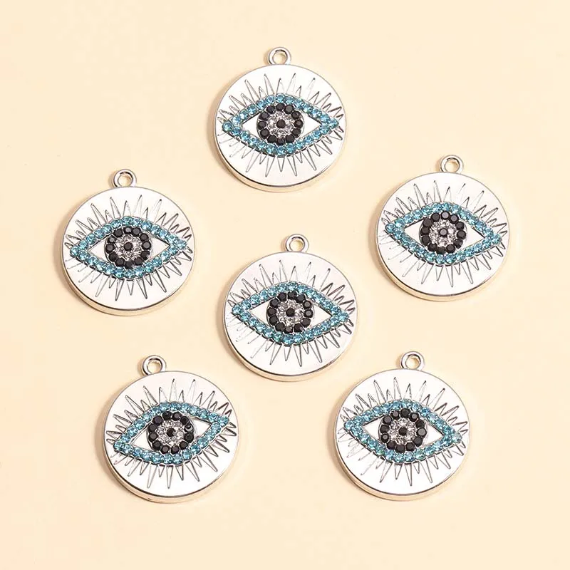 Silver Plated Alloy Evil Eye Charms for DIY Jewelry Making