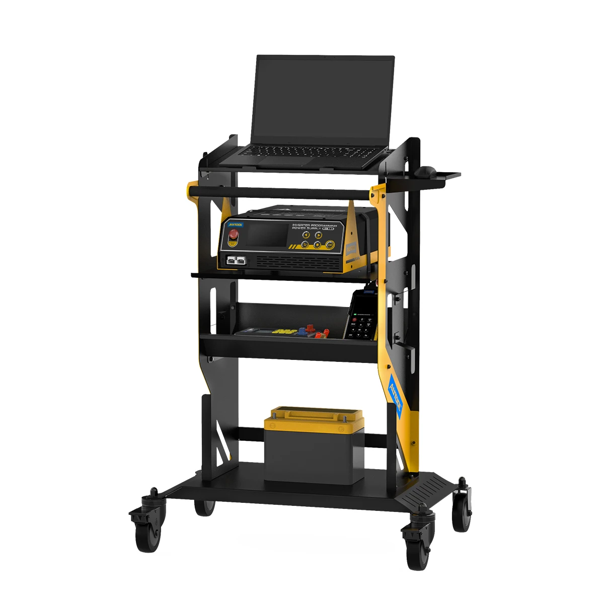 AUTOOL T22 Cart Tiered Storage 661 LBS Capacity Heavy Duty Utility Mechanic Cart Tool 3X Tier Rolling Tool for Programming Power