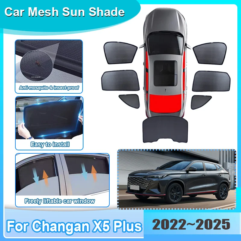 

Car Window Sunshade For Changan Oshan X5 Plus 2022-2025 2023 Visor Mesh UV Protection Windshield Frame Curtain Auto Accessories