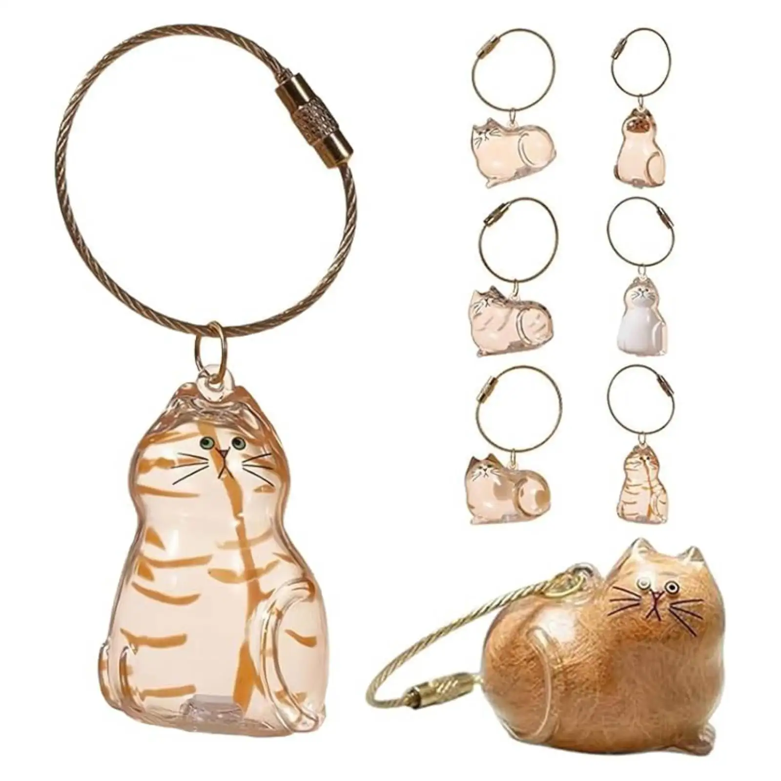 جديد الزنجبيل القط المفاتيح قلادة على ظهره سيامي كاليكو صندوق تخزين الشعر معلقة الحيوانات الأليفة الاستمالة تذكارية إكسسوارات السفر