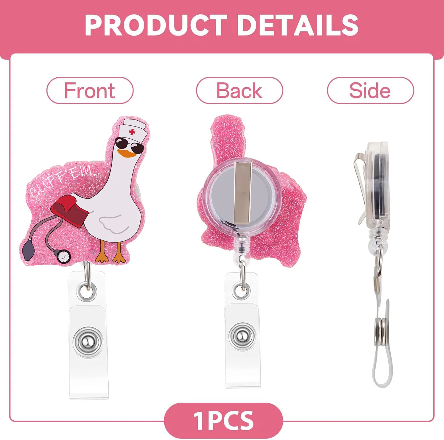 مشبك شارة ممرضة قابل للسحب هدية مثالية لطلاب التمريض CNA RN الأطباء والعمال الطبيين بكرة شارة ممرضة ذات طابع مضحك