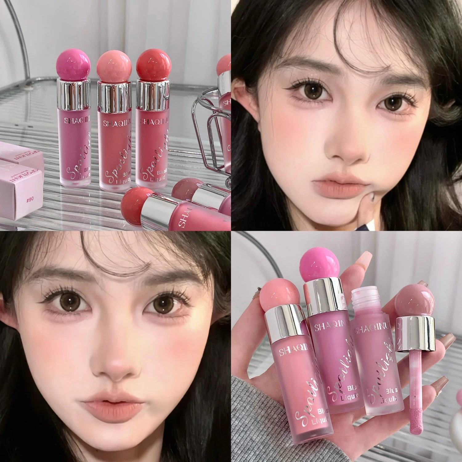 أحمر الخدود السائل عصا المشمش الوردي لينة ماتي السائل كريم أحمر الخدود ترطيب خفيفة الوزن الجمال توسيع الخد تينت ماكياج الكورية