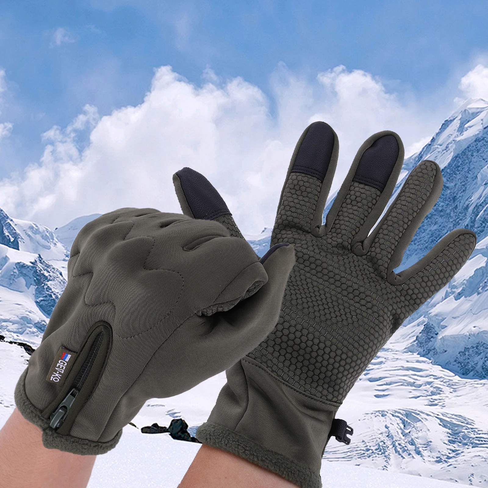 الشتاء الدراجات قفازات التزلج الجلد ودية شاشة تعمل باللمس الحراري صوف مبطن قفازات دافئة عدم الانزلاق لقيادة الدراجات النارية التزلج