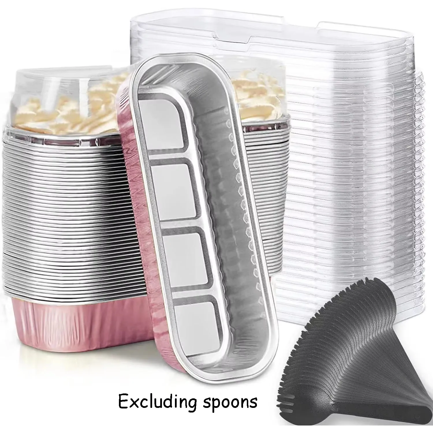 Multi styles Mini Loaf Baking Pans with Lids And Spoons Rectangle Aluminum Foil Baking Pans Tins Containers-Cupcake Wrapper