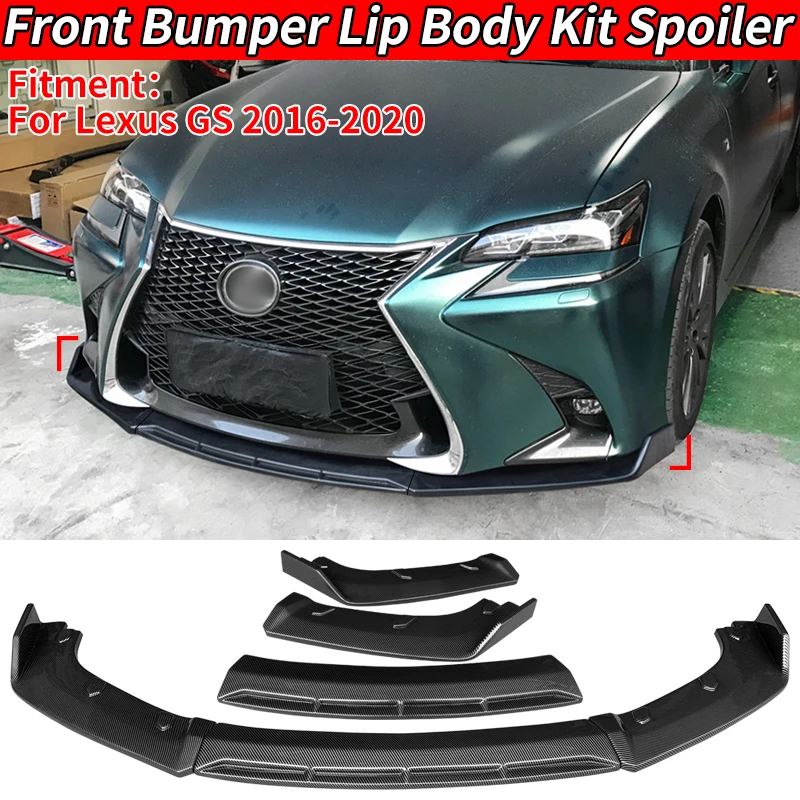 

For Lexus GS 2016-2020 Car Accessories Carbon Fiber Look Front Bumper Lip Body Kit Chin Spoiler Diffuser Guard Scratch Protector