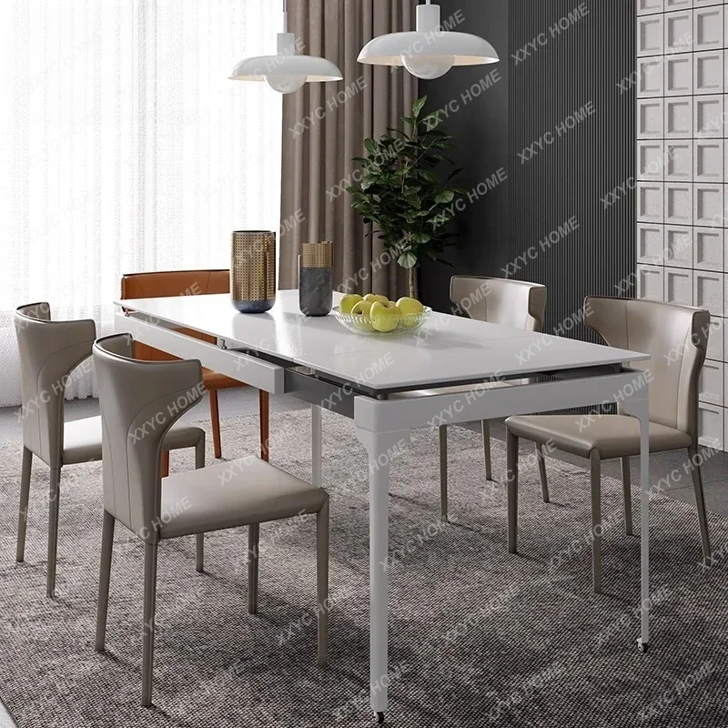 A Slate retractable dining table Modern simple light luxury foldable rectangular dining table