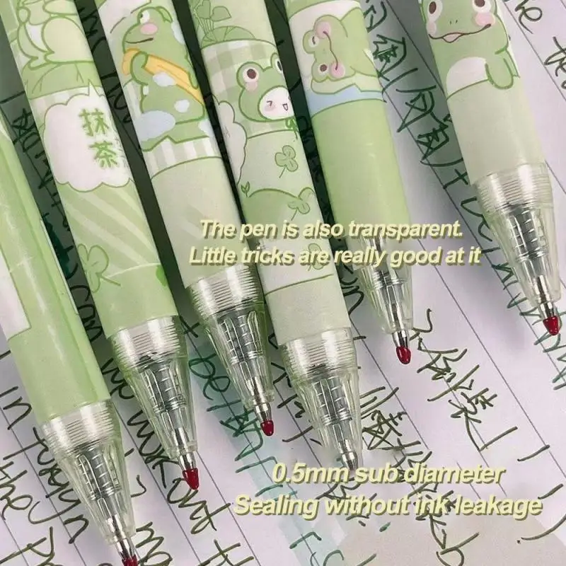 Cute Matcha Frog Gel Pens: Smooth Writing, Medium Point, Retractable - Perfect for Students & Office