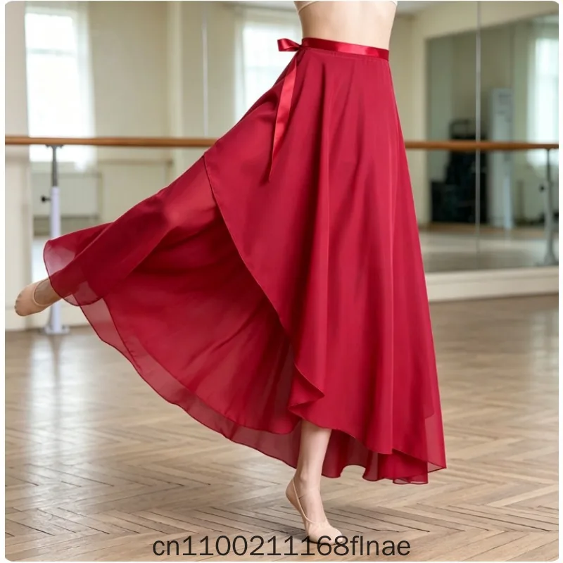 Female Ballet Long Dress, Summer Adult Training Outfit, Long Chiffon Ballet Skirt, One-piece Skirt for Stage Performance