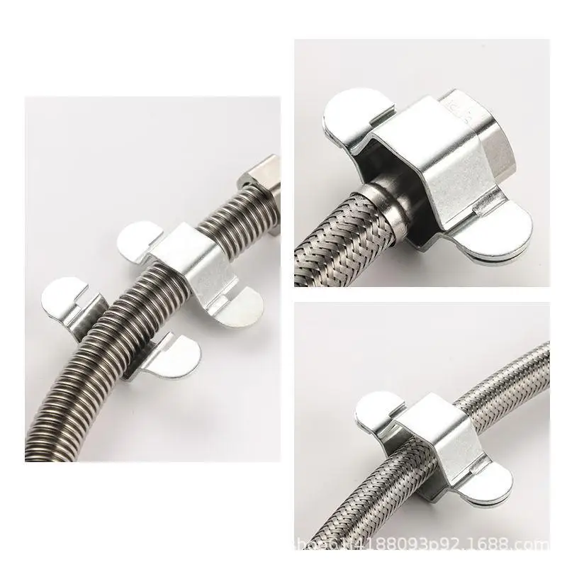 New1/5/10 Pcs Silver Iron 4-Point Corrugated Pipe Hexagon Nut Wrench Repair Tool Detachable Kitchen Faucet Tap Inlet Hose Wrench