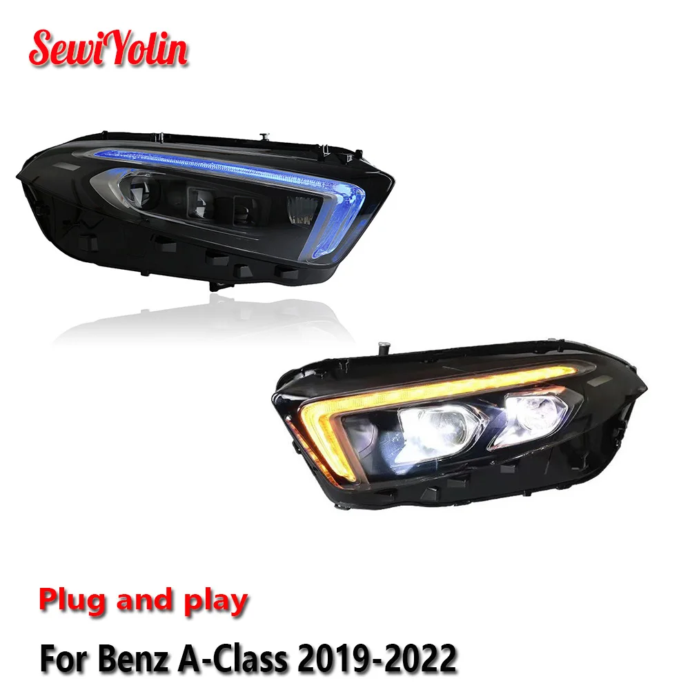 Car LED Headlight Light Assemblies For Benz A-Class 2019-2022 Auto Fog DRL Brake Turn Signal Lamp Plug and Play