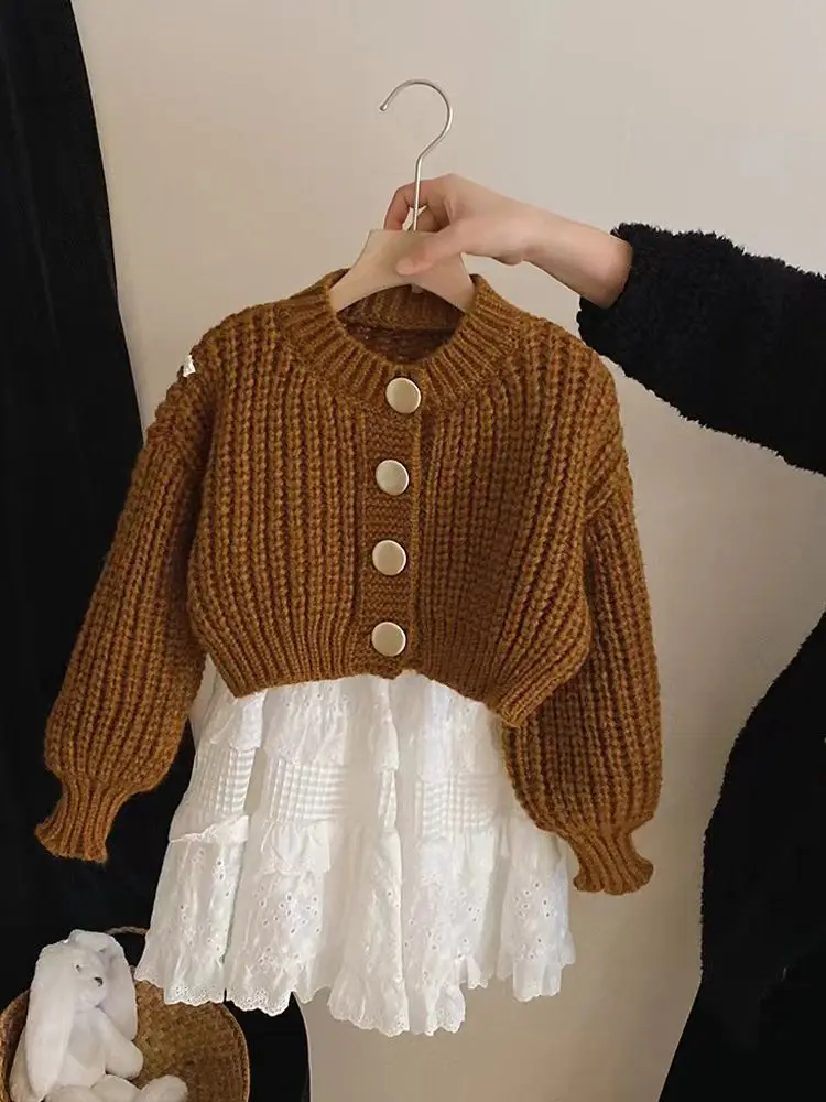 Baby Girls Sweater Knitted Cardigan New Autumn Clothing Children\'s Stylish Short Coat