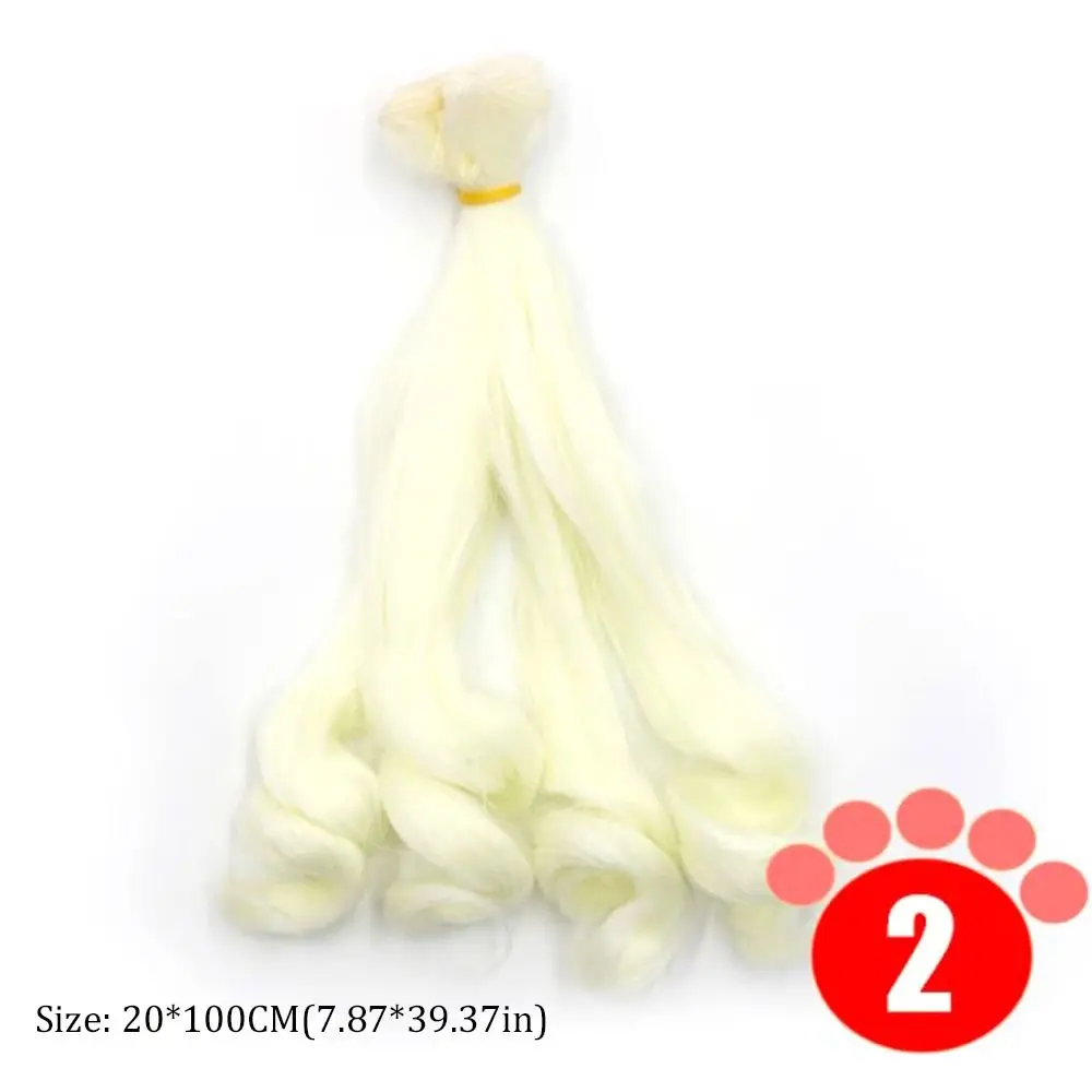 2024年 20*100CM BJDウィッグ 耐熱ファイバー DIY 1/3 1/4 1/6 SD/BJDヘア ソリッドカラー カールウィッグ