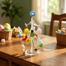 Handmade Murano Glass Crafts Clear Tree Model Figurines Ornaments Easter Home Decor Simulation Tree With 12 Pendant Accessories