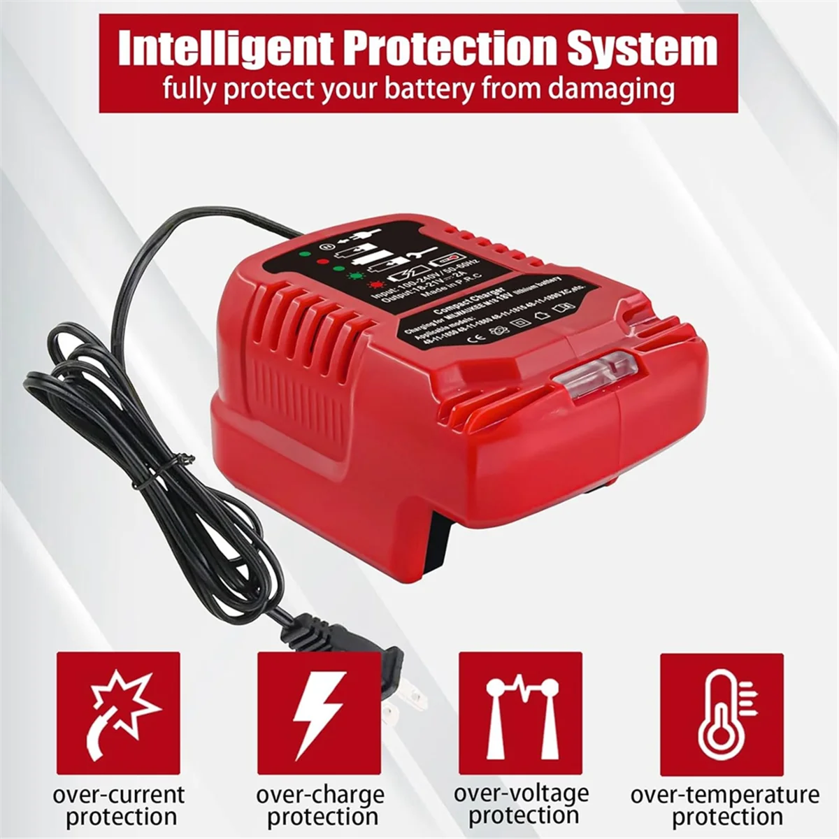 Mini chargeur de rechange pour batterie Milwaukee M18, taille 1/4, original, prise UE, 48, 11, 1850, 48, 11, 1840, 48, 11, 1815