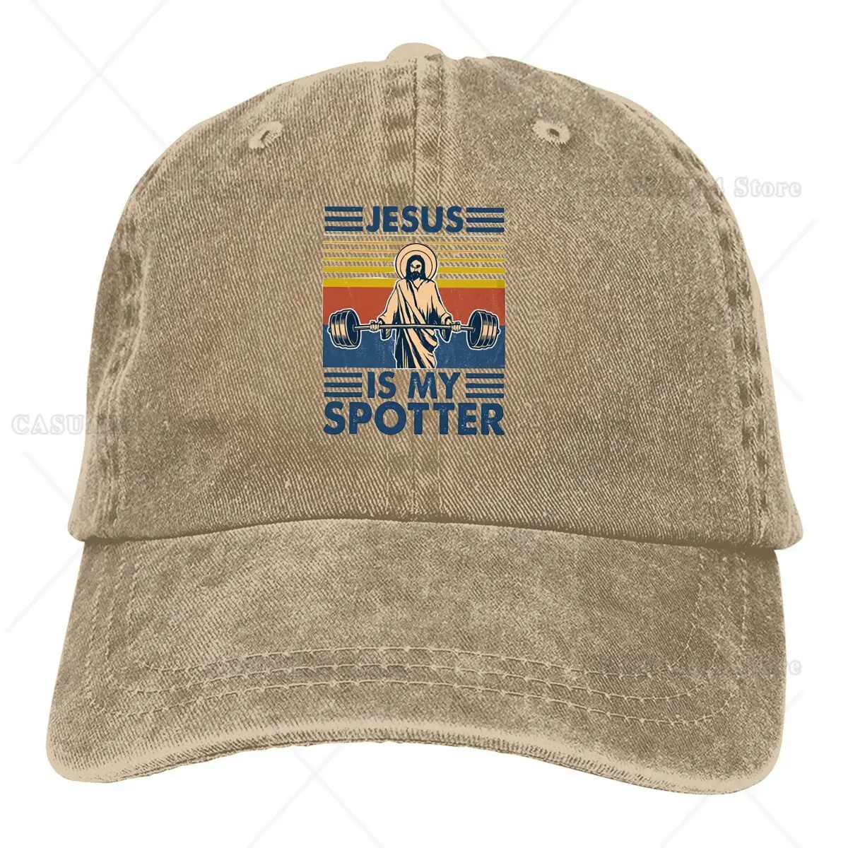 

Fitness Jesus Is My Spotter Baseball Cap Men Hats Women Visor Protection Snapback Weightlifting Gym Caps