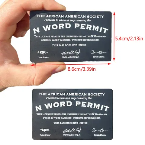 N Word Permit Gag 소셜 코멘트를 위한 참신 패러디 카드 친구 동료 및 가족을 위한 재미있는 풍자 장난 선물