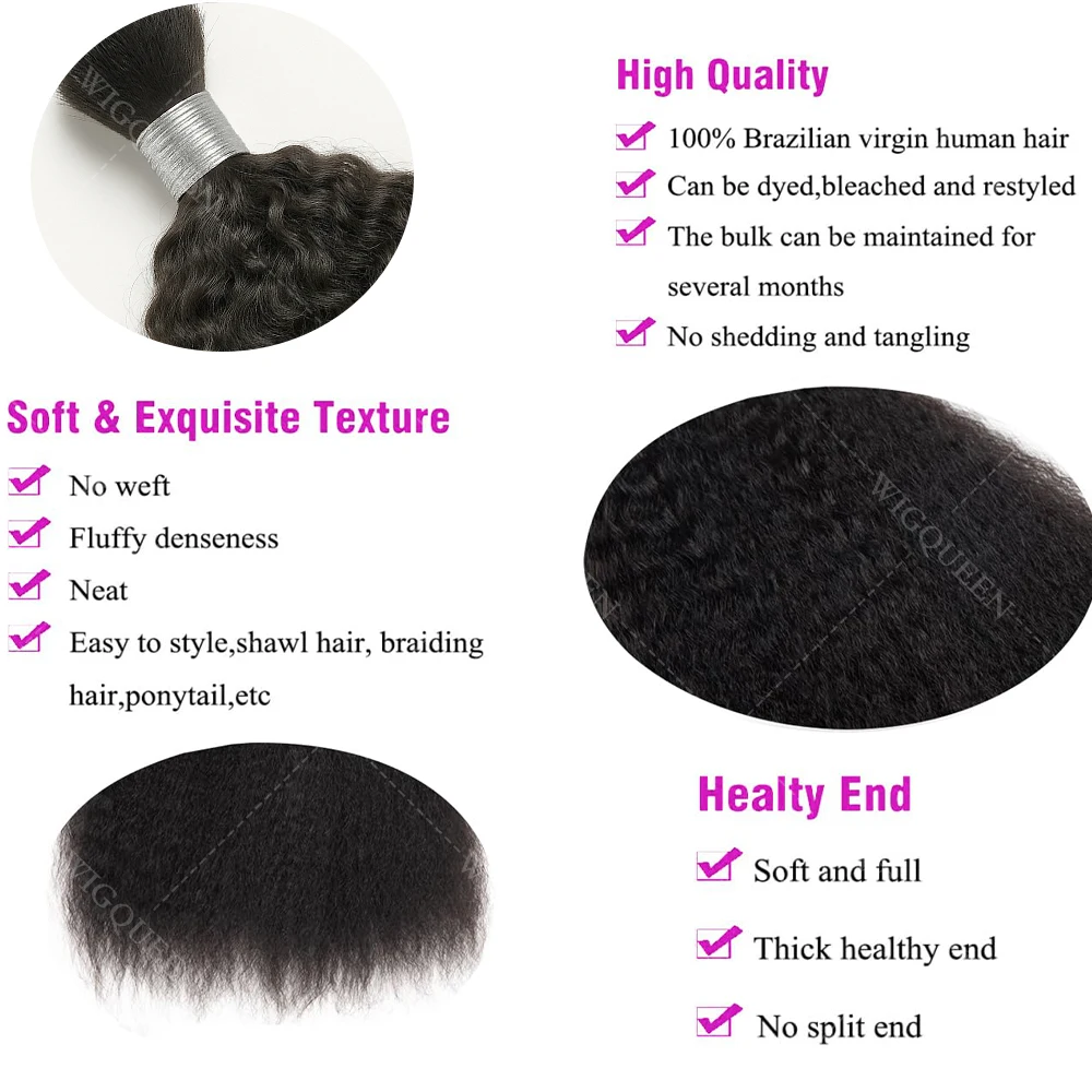 10A السائبة تجديل الشعر 100% الأفرو غريب السائبة الشعر البشري غير المجهزة لا لحمة بوهو الضفائر الشعر البشري السائبة ملحقات الشعر البرازيلي