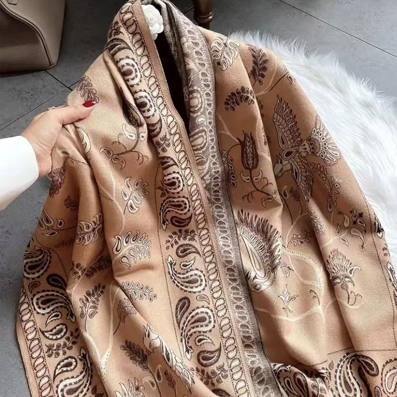 New Winter Women Wool Shawl With Lurex and Long tassel Pashmina Scarf Tassel Female Foulard Thick Blanket