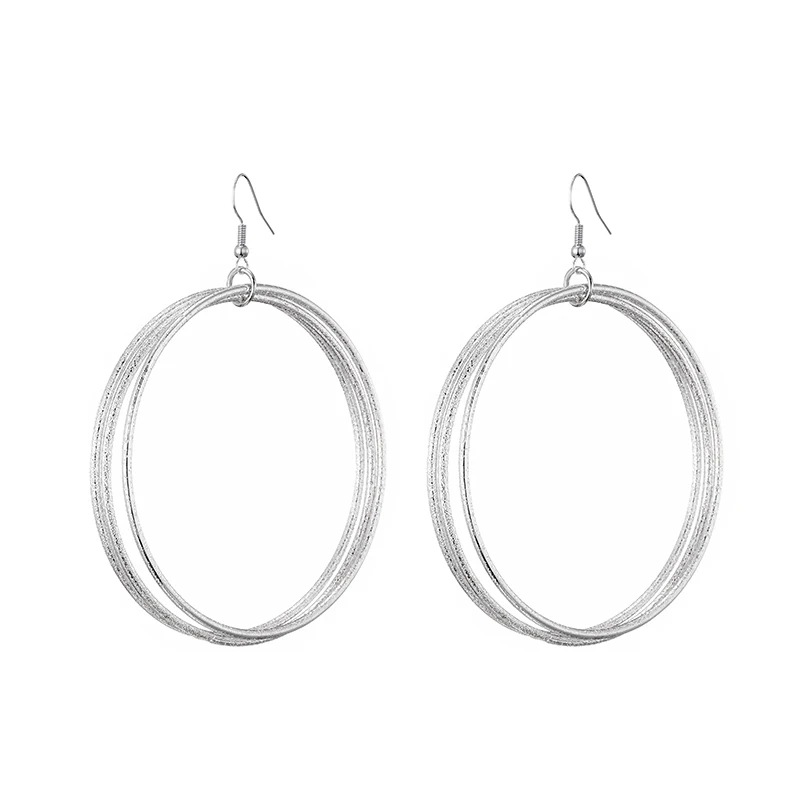 Fashion Exaggerated 7cm Big Round Hoop Earrings For Women Large Circle Simple Drop Dangle Earrings Jewerly Gold Silver Color