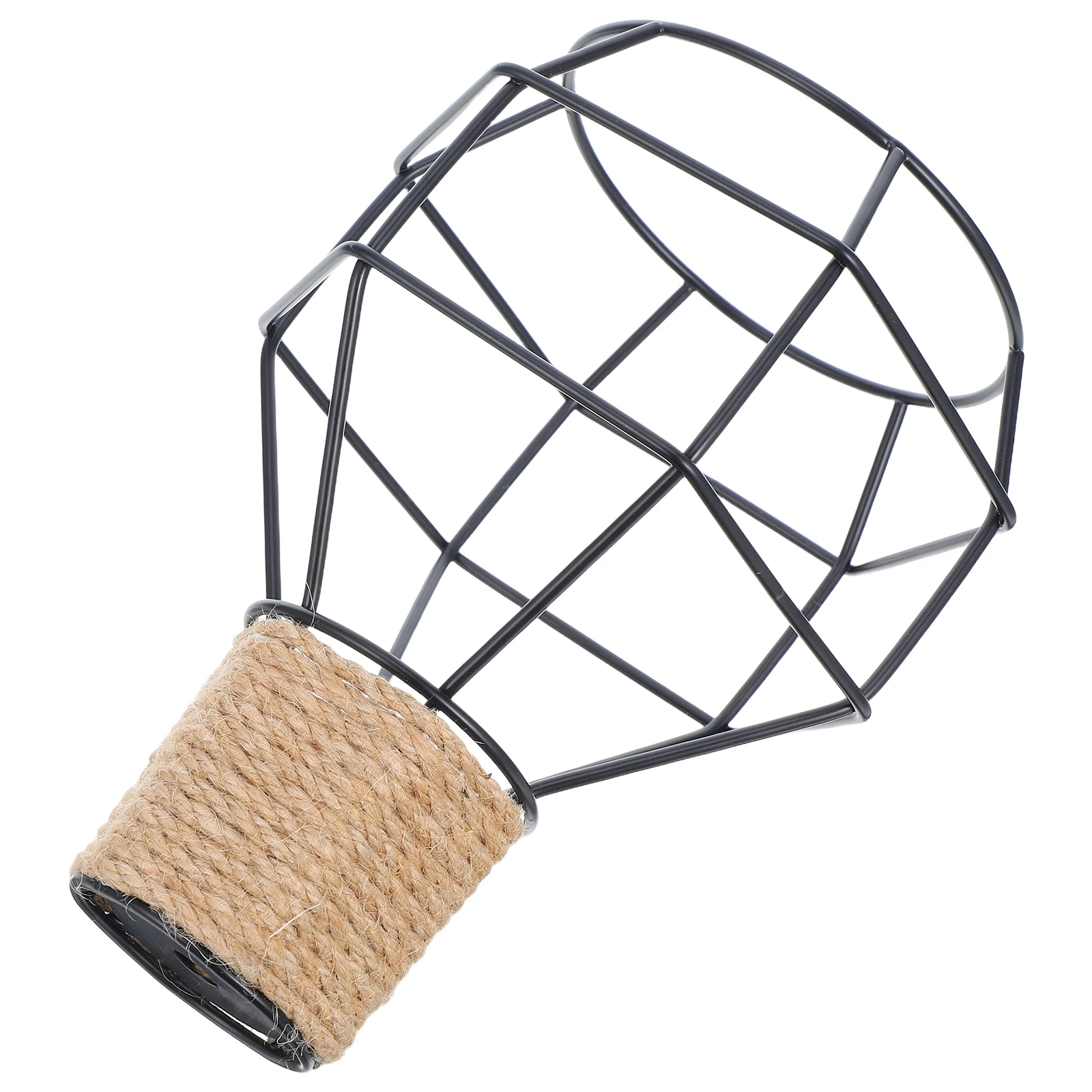 

Industrial Iron Lampshade 10mm Hole Jute Wrapped Shade for Ceiling Wall Decor Rustic Metal Wire Cage