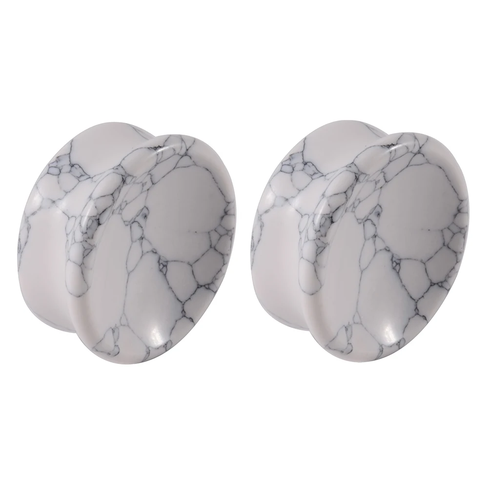 1Pair Amethyst Tiger Cat Eye Ear Plug, Double Flare