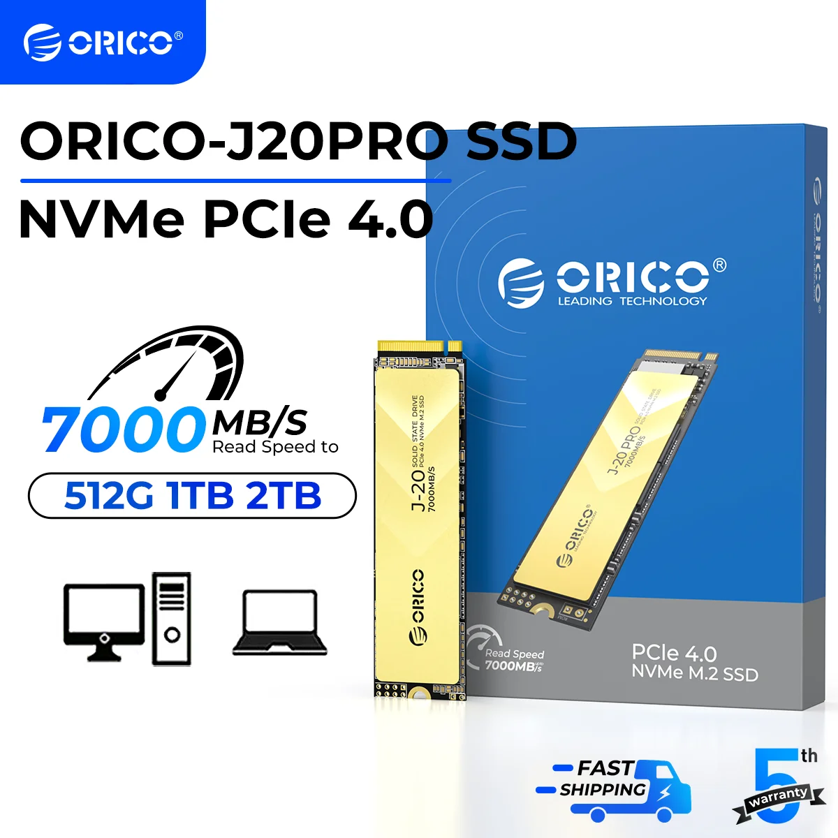 ORICO J20PRO M.2 SSD PCIe4.0 NVMe Internal Solid State Drive 7000MB/s M.2 M Key 2280 SSD Design for Video Editor 1TB/2TB/4TB