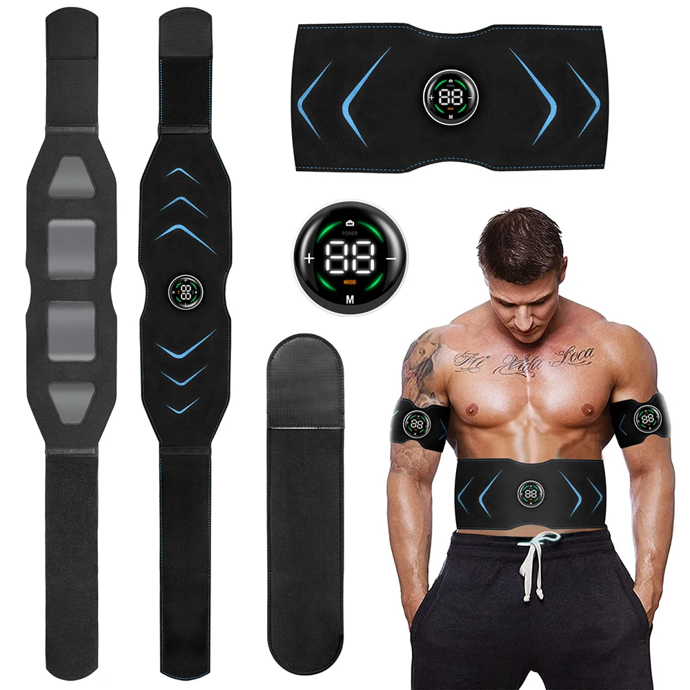 Stymulator mięśni pas wyszczuplanie ciała z tonerem do narzędzie do ćwiczenia mięśni brzucha elektrycznego, nowy Smart EMS pas wibracyjny Unisex