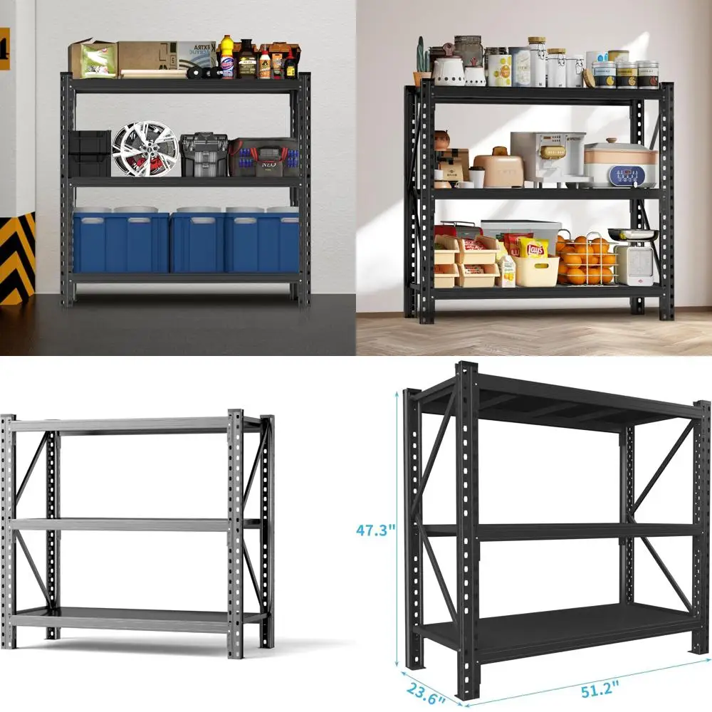 Rak Penyimpanan Baja Industri 3 Tingkat dengan Kapasitas 5000 lbs - Rak Garasi yang Dapat Disesuaikan untuk Suku Cadang dan Peralatan Otomotif