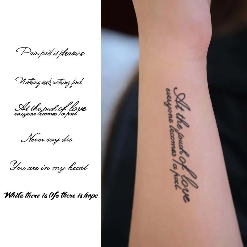 Sentence pattern, lasting 1-2 weeks waterproof, temporary tattoo stickers, realistic semi-permanent fake tattoos for the arms