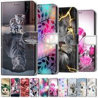 Rose Dog Cat Kids Holster For Case Redmi 9A 9C Note 7 8 8T 9 Pro Lion Patterned Cute Flip Leather Wallet D08F