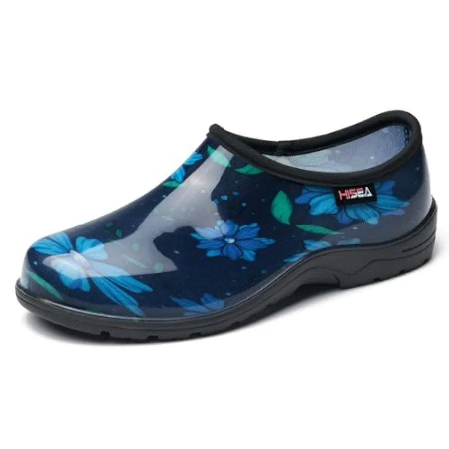 

HISEA Waterproof Garden Shoe for Women, Outdoor Slip-On Garden Clogs Rubber Rain Boots, Lightweight PVC Rainboots Low Cut Ankle