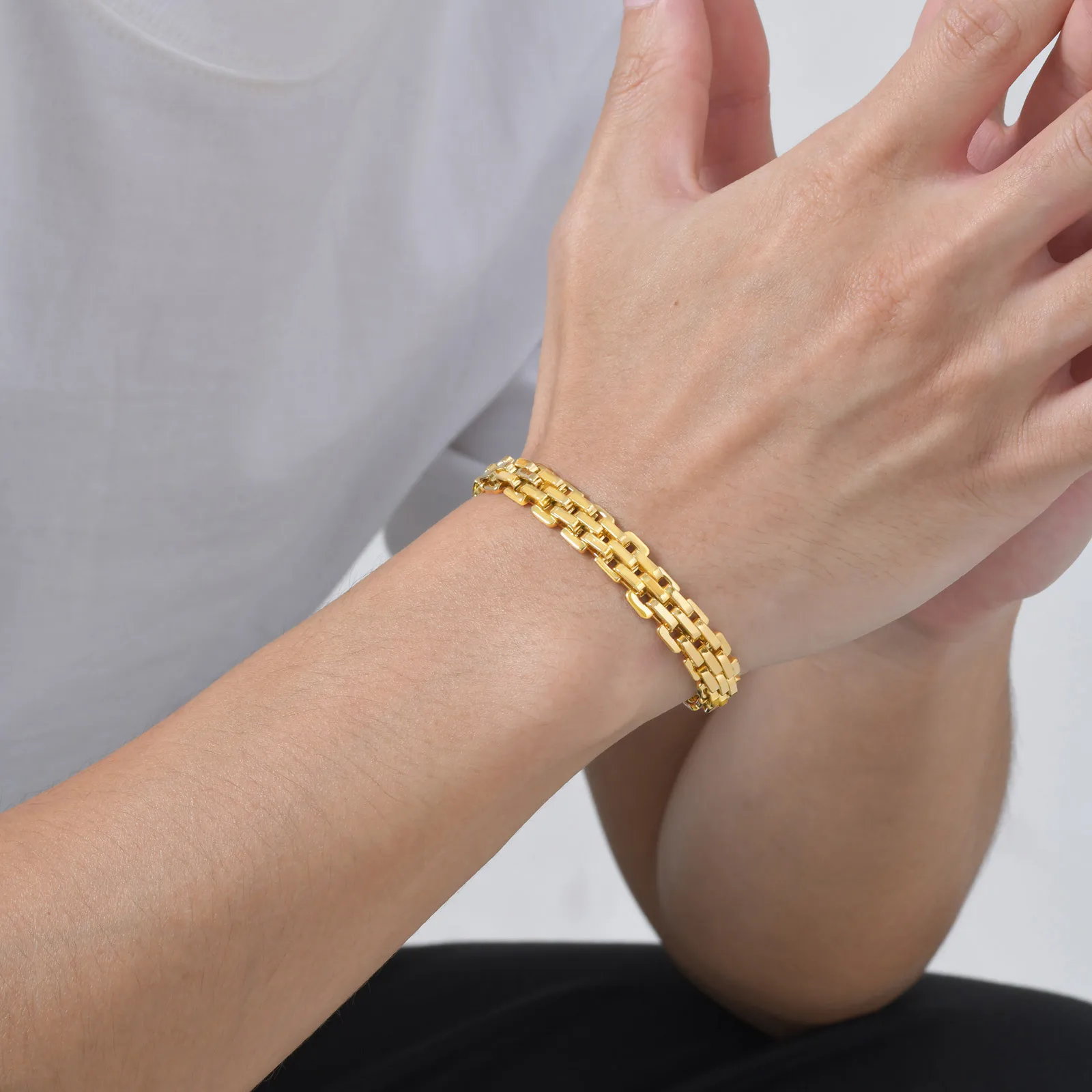 أساور سلسلة حزام أنيقة من Vnox للرجال، بعرض 8.7 ملم وطول 20.7 سم من الفولاذ المقاوم للصدأ، سوار معصم، هدايا مجوهرات عيد الأب