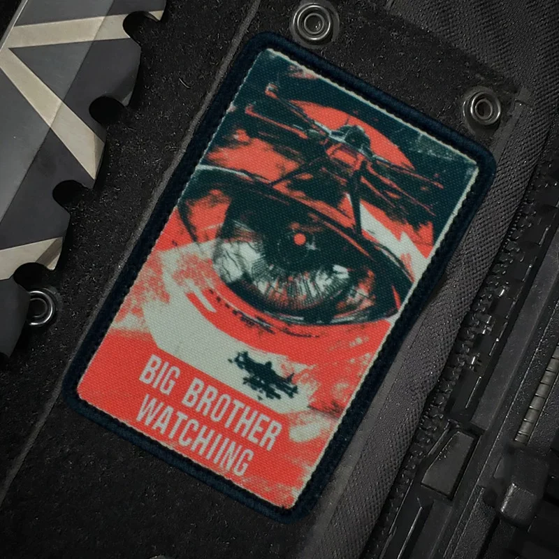 Big Brother Watching Tactical Patch Drone Eye Printed Hook&Loop Patches Military Morale Badge Armband Backpack Vest Stickers view 5