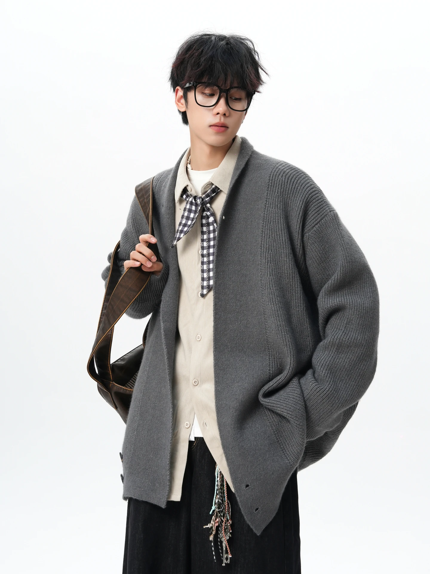 

Loose Men's Knitted Sweater Button Cardigan Casual Sle V-Ne Winter Outerwear for Couples Comfortable Lazy Sle Knitwear