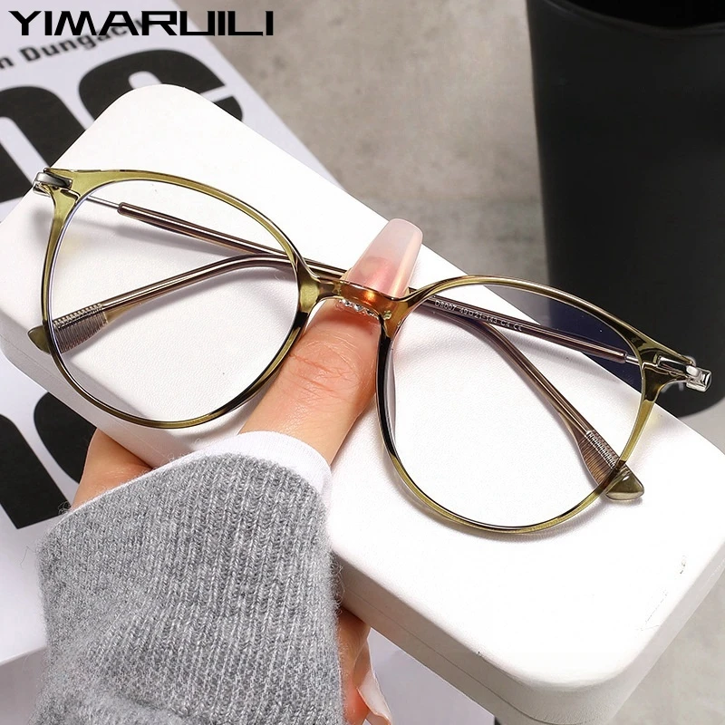 YIMARUILI Ultralight Retro Round Men and Women Glasses Blue Light Blocking 140mm Optical Prescription Eyeglasses Frame D8007H