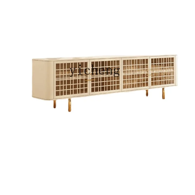 

New Chinese Style Solid Wood TV Cabinet Tea Table Combination Modern Minimalist Living Room Storage Floor Cabinet