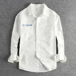 Simple letter printing American retro trend tooling long-sleeved shirt for men spring trend all-match youth shirt