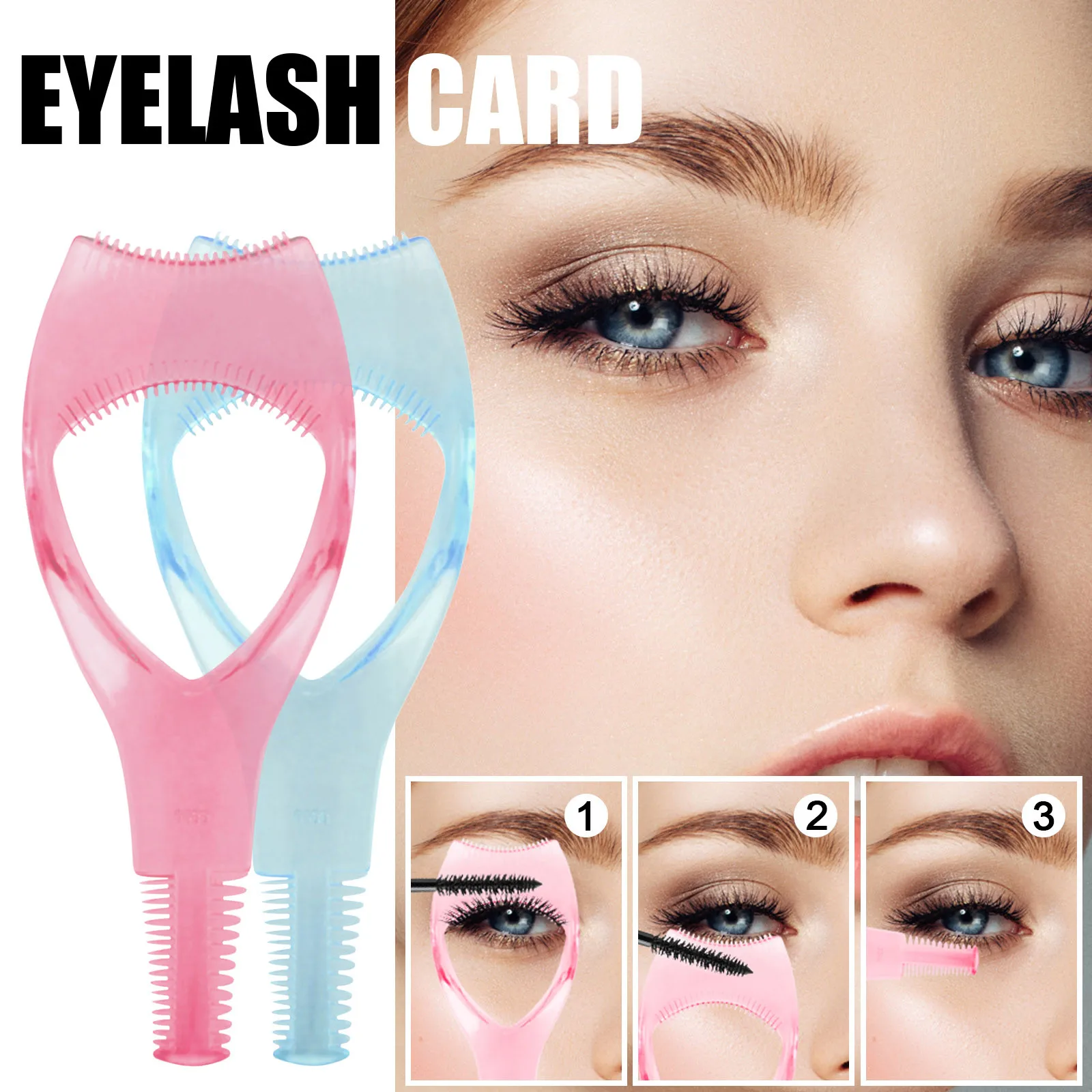 Eyelash Shield, Mascara Applicator Guide Tool Three-in-one Eyelash Tools Eyeshadow Shield Eyelash Brush