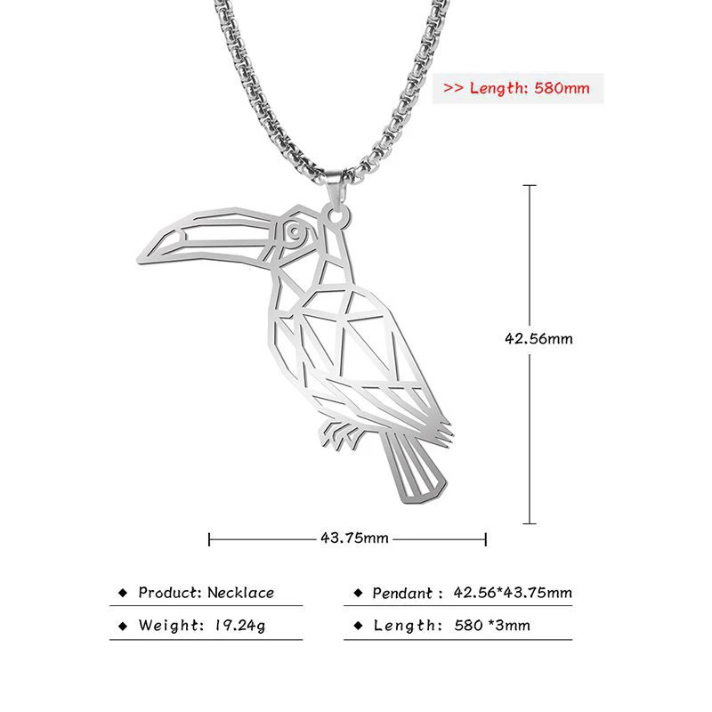 HIPEE Fashion Stainless Steel Woodpecker Pendant Necklaces For Women Hollow Bird Pendant Necklace Animal Jewelry Clavicle Chain