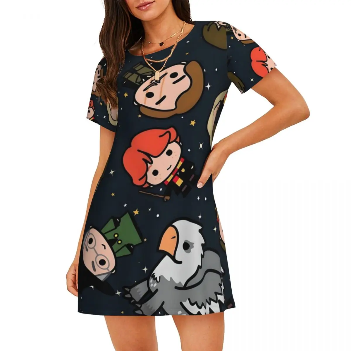 

Custom H-Harrys Short Sleeves Women Nightdress For Sleeping Womens Nightgown Magic School Dress Women Short Sleeve Nightgowns