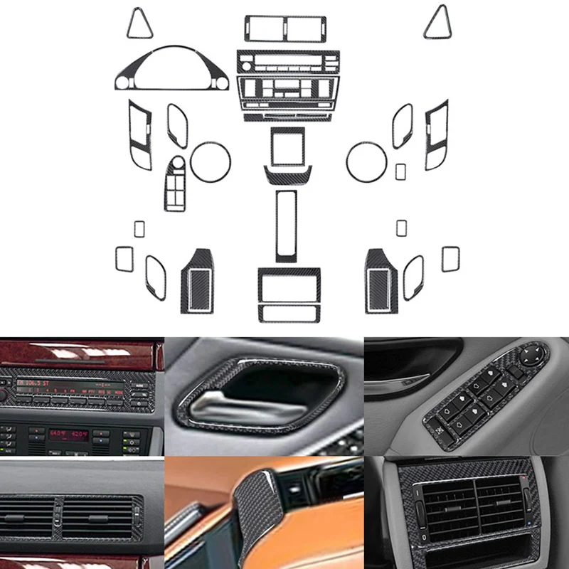 

For BMW 5 Series E39 1998-2003 Air Conditioning Door Armrest Panel Cover Carbon Fiber Embellishing Sticker Accessories