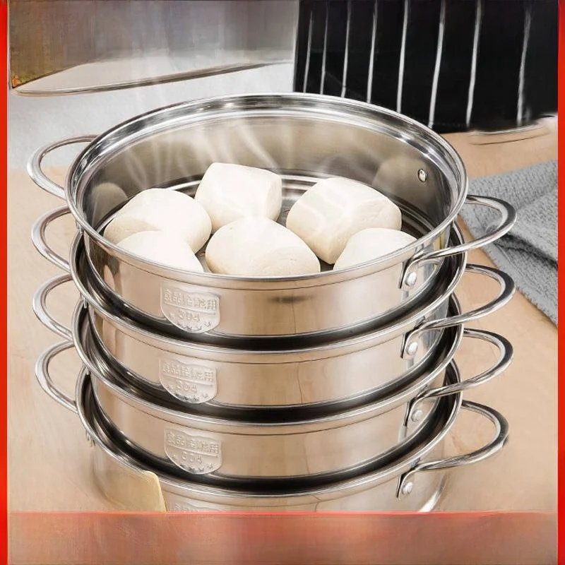 

Food Grade Stainless Steel Steamer Pot Multi Layer Home Commercial Use Dimple Design Upper Steaming Lower Cooking Grid Tray