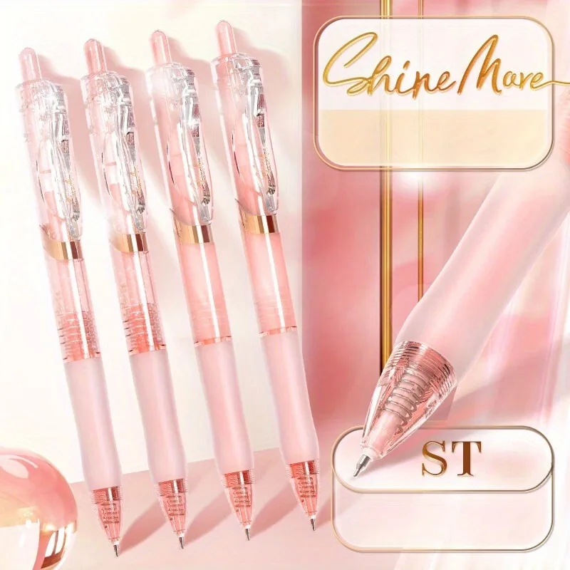 

M&G 4 Pcs Gel Pen K35 0.5 Push Pens Quick Drying Smooth Tip Pen for Student Signature Exam Pink