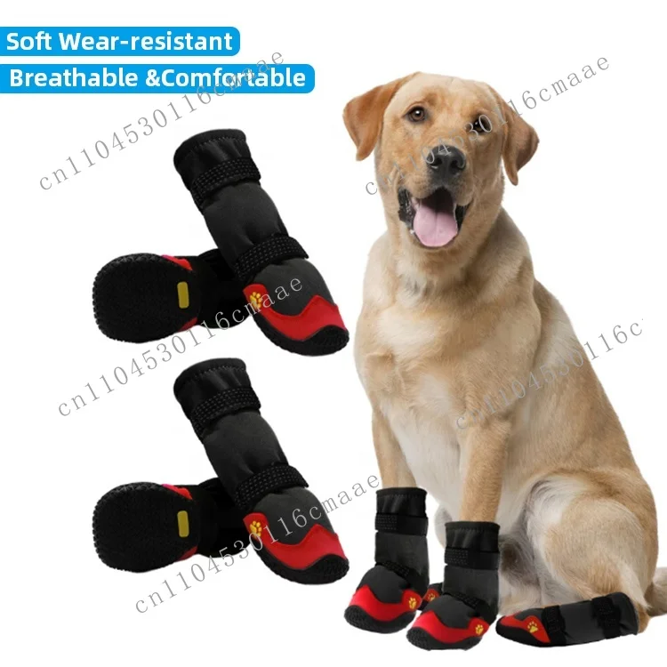 

Anti-slip Dog Booties Breathable Mesh Sport Style Rubber Reflective Protection Long Dog Shoes for Pet