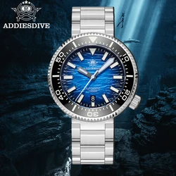 ADDIESDIVE 46mm Gradient Blue 3D Wave Ripple Dial Sapphire Men Watch NH35 Diving 1000m Ceramic Bezel Automatic Mechanical Watch