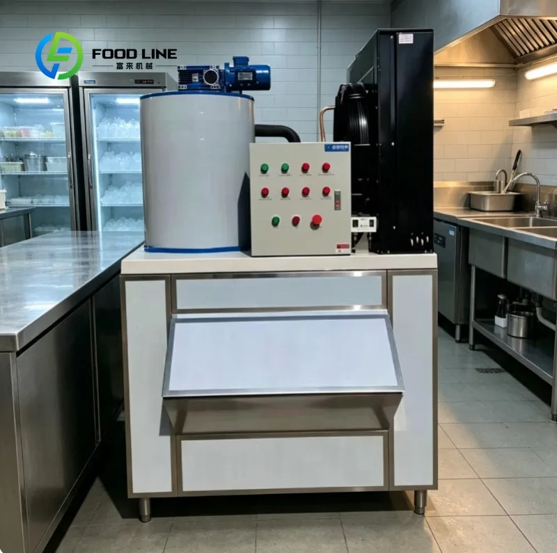 Industrial High Productivity 1-3T Flake Ice Machine with  Compressor and Engine & Gear Components