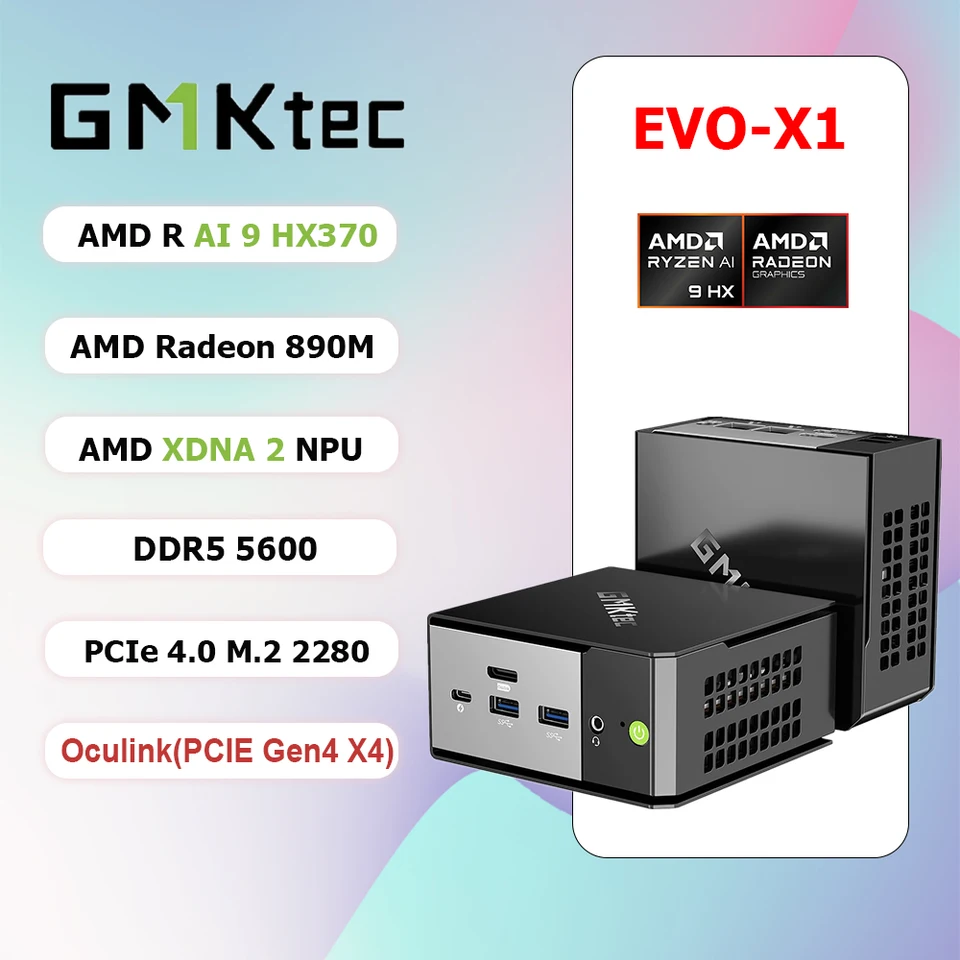 GMKtec EVO-X1 AMD Ryzen AI 9 HX370 Mini PC 12-core 24-thread 32GB