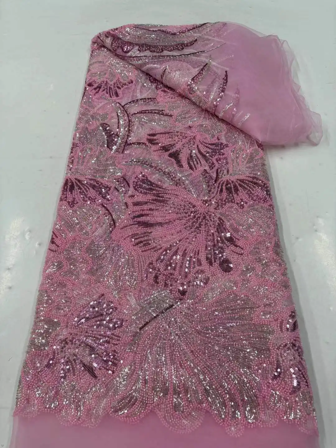 

Роскошная африканская нигерийская кружевная ткань с блестками и бисером, французская сетчатая кружевная ткань для шитья вечерних свадебных платьев