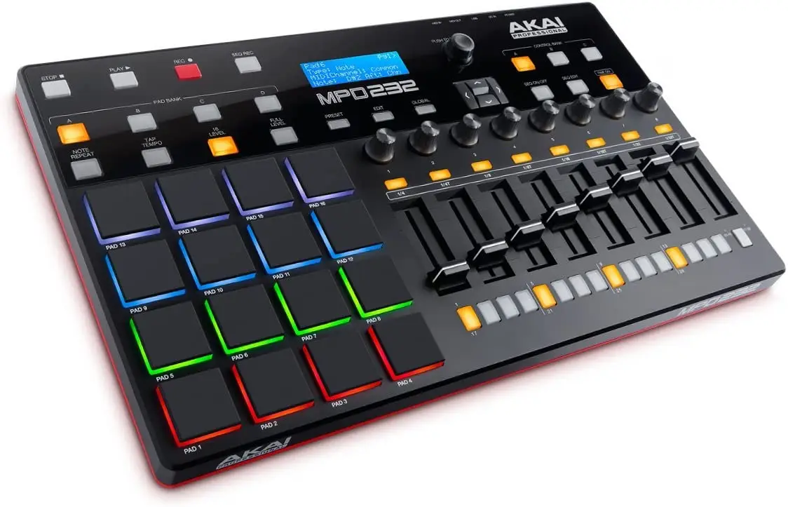 Akai Professional MPD232 | MIDI Drum Pad Controller with Software Download Package (16 pads / 8 knobs / 8 buttons / 8 faders)