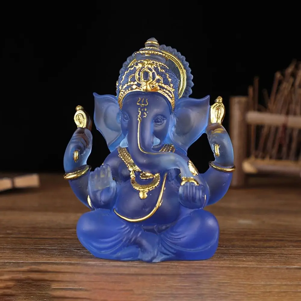 Creative Resin Crafts Elephant Trunk Sculpture Carving Art Sculpture Ganesha Statue Durable Sitting Buddha Figurine Garden